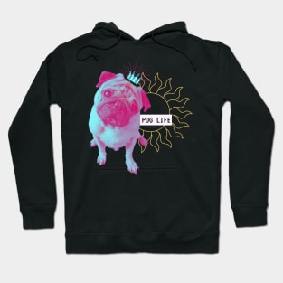 Pug Life Dog Vaporwave Party Techno Glitch Fun Hoodie